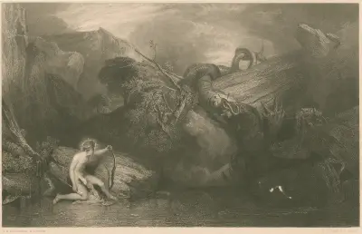 Apollo killing the python av Joseph Mallord William Turner