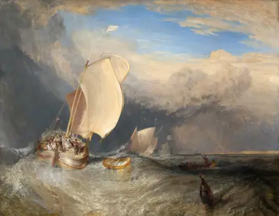 Fishing Boats with Hucksters Bargaining for Fish av Joseph Mallord William Turner