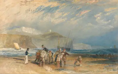Folkestone Harbour and Coast to Dover av Joseph Mallord William Turner