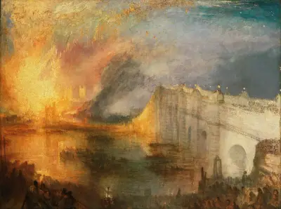 The Burning of the Houses of Lords and Commons, October 16, 1834 av Joseph Mallord William Turner