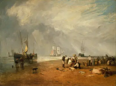 The Fish Market at Hastings Beach av Joseph Mallord William Turner