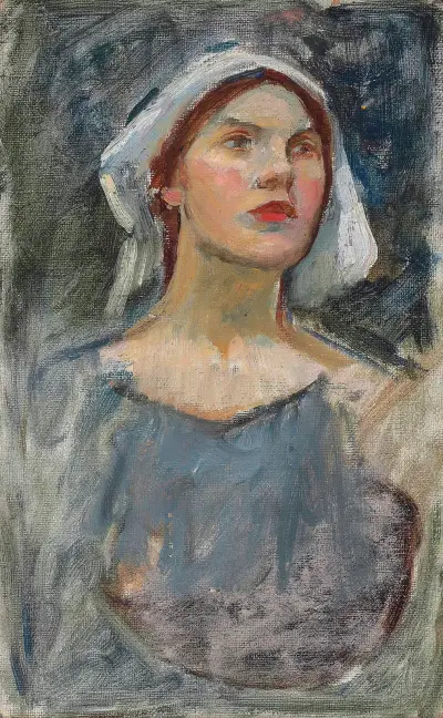 Head study for ‘The Enchanted Garden’ av John William Waterhouse