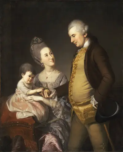 Portrait Of John And Elizabeth Lloyd Cadwalader And Their Daughter Anne av Charles Willson Peale