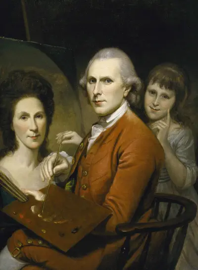 Självporträtt med Angelica och porträtt av Rachel av Charles Willson Peale
