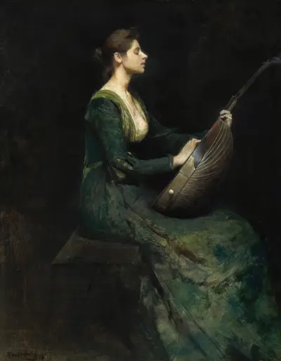 Lady with a Lute av Thomas Wilmer Dewing