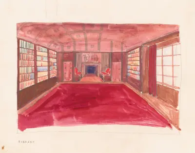 Designskisser för Theodore Weicker Apartment Building – studier för biblioteket av Winold Reiss