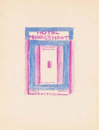 Designs for cover of Hotel Management Magazine.] [Blue and purple cover design av Winold Reiss