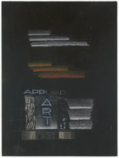 Designs for Exhibition of Applied Arts Building, New York World’s Fair, 1939.] [Study for front of the building av Winold Reiss