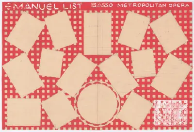 Design för reklammaterial för operasångaren Emanuel List av Winold Reiss