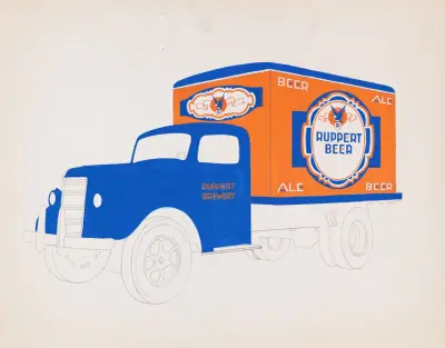 Graphic designs for ‘Ruppert Beer’ and ale truck project von Winold Reiss