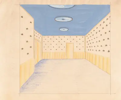 Interior design drawings for unidentified rooms.] [Sketch for unidentified room with starred walls av Winold Reiss