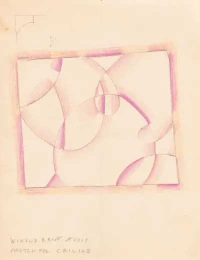Interior designs for screens and ceilings.] [Drawing of plans, elevation, and details av Winold Reiss