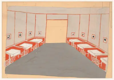 Interior perspective studies for Restaurant Crillon, 15 East 48th Street, New York, NY.] [Study for Le Passage or Pullman Room av Winold Reiss