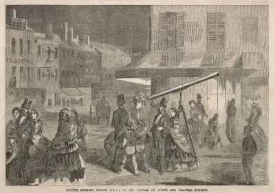 Boston Evening Street Scene, at Corner of Court and Brattle Streets av Winslow Homer