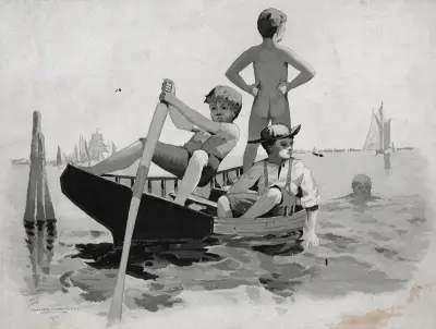 Boys Swimming, Gloucester Harbor av Winslow Homer