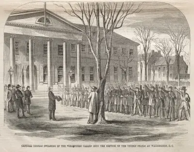 General Thomas Swearing in the Volunteers Called into the Service of the United States at Washington, D.C. av Winslow Homer