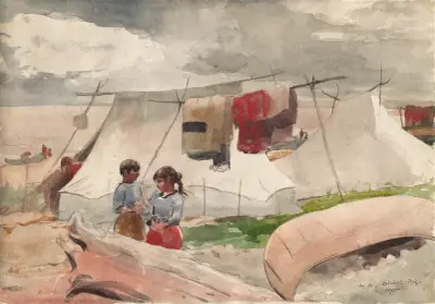 Indian Camp, Roberval, P.Q. av Winslow Homer