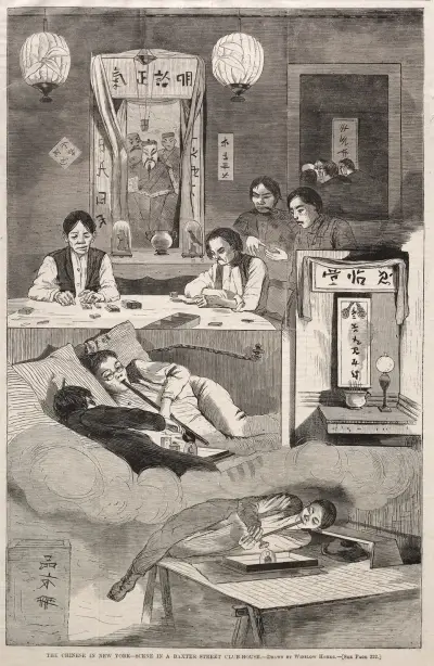 The Chinese in New York – Scene in a Baxter Street Club-House av Winslow Homer