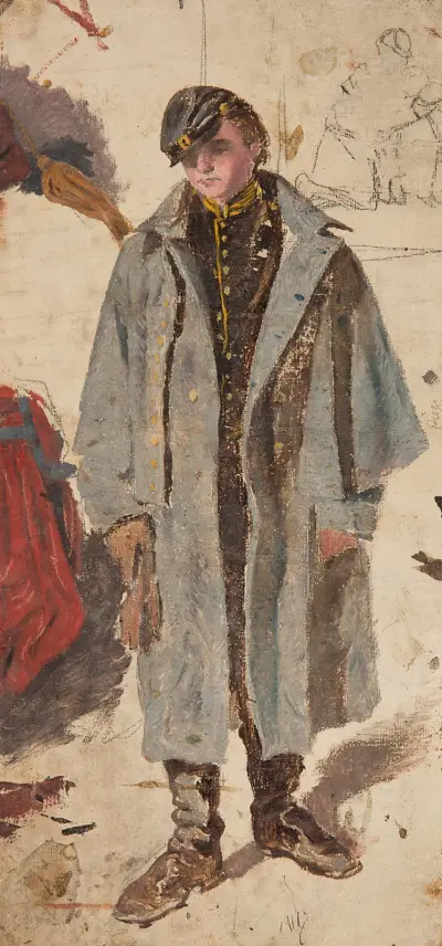 Young Soldier, Sketch of a Soldier Giving Water to a Wounded Companion av Winslow Homer