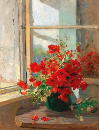 A bouquet of poppies by the window av Olga Wisinger-Florian