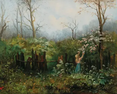 Mädchen im Garten von Olga Wisinger-Florian
