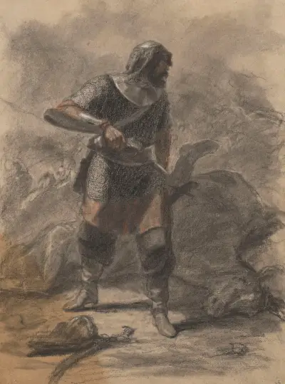 Armoured Companion with a Battle in the Background av Wojciech Gerson