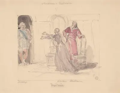 Přijetí, ilustrace k „Narzeczona z Ogrodzieńca“ („Snoubenka z hradu Ogrodzieniec“), Wojciech Gerson