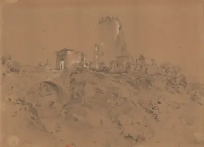 Widok zamku rodowego Ossolińskich w Ossolinie, Wojciech Gerson