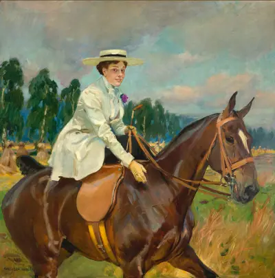 Amazon woman – portrait of Maria Zandbang av Wojciech Kossak