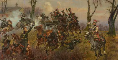 Batterie in Flammen – Raszyn von Wojciech Kossak
