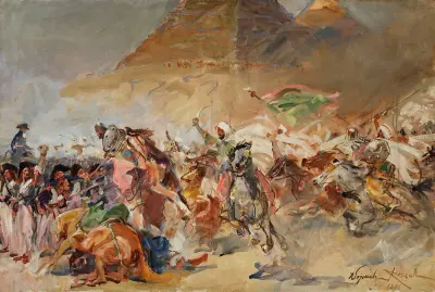 Schlacht bei den Pyramiden, Skizze von Wojciech Kossak