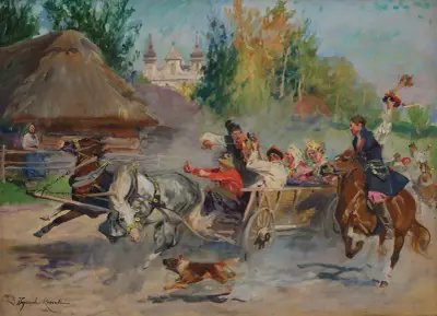 Krakauer Hochzeit unterwegs von Wojciech Kossak