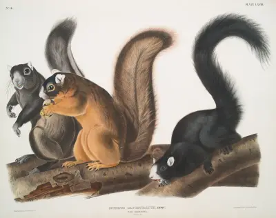 Sciurus capistratus, Fox Squirrel. Natural size. av John Woodhouse Audubon