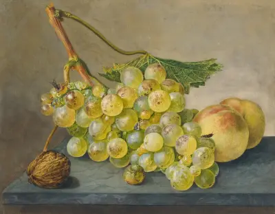 A Bunch Of Grapes, A Nut And Two Peaches av Wybrand Hendriks