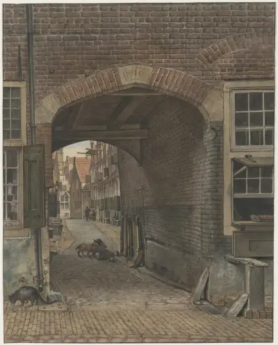 Gezicht in het Nieuw Heiligland door poort aan het Klein Heiligland av Wybrand Hendriks