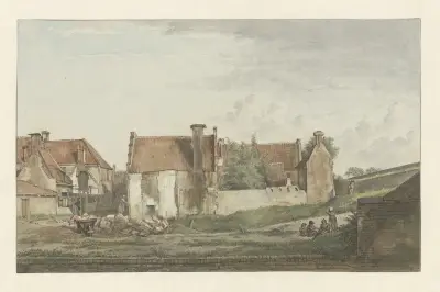 Gezicht op de Raamgragt op de Lange Geusestraat na ‘t wegbreeke van eenige huisen in 1809 av Wybrand Hendriks