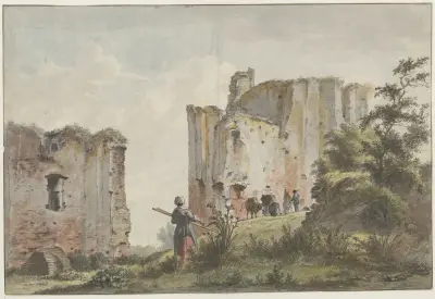 Gezicht op de ruïne van Brederode. Zuidwestzijde. av Wybrand Hendriks