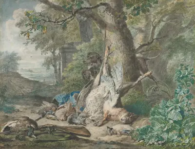 Martwa natura myśliwska w lesie, Wybrand Hendriks