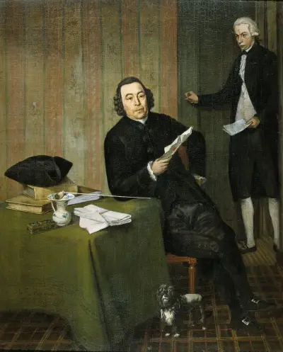 Wernerus Köhne (1725–88), notariusz z Haarlemu, ze swoim kancelistą Janem Boschem, Wybrand Hendriks