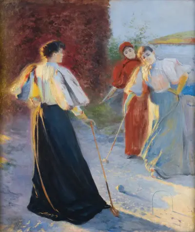 A Game of Crocquet av Leon Wyczółkowski