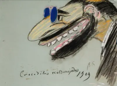 Caricature portrait of Feliks Jasieński av Leon Wyczółkowski