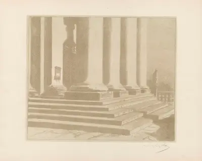 Cathedral pediment in moonlight av Leon Wyczółkowski