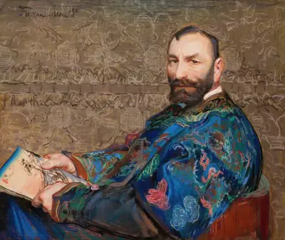 Portret Feliksa Jasieńskiego w błękitnym kaftanie av Leon Wyczółkowski