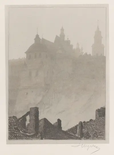 The Dominicans from the side of Podwale Street av Leon Wyczółkowski
