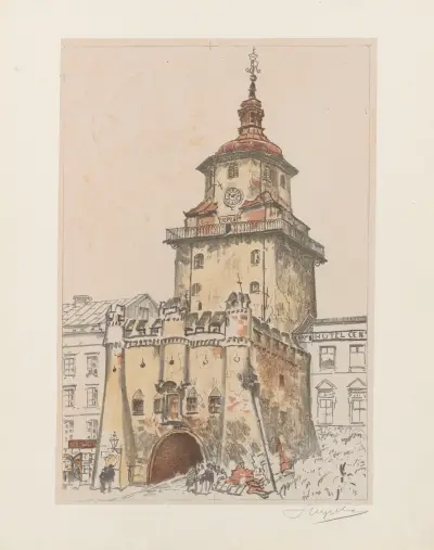 The Krakow Gate in Lublin, in summer av Leon Wyczółkowski
