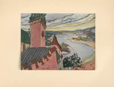 Pejzaz (Widok na wieze Katedry wawelskiej i Wisle), 1904 – nr 1 av Stanisław Wyspiański