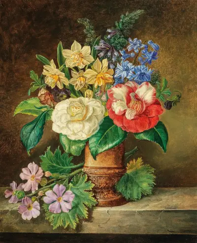 A Bouquet of Flowers with Daffodils and Camelias av Franz Xaver Petter