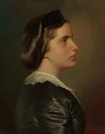 Porträtt av ung kvinna i profil av Franz Xaver Winterhalter