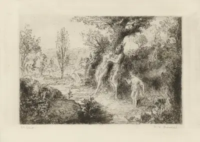Faunes et nymphes dans un chemin forestier von Ker-Xavier Roussel