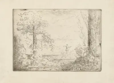 Nymphe assise accoudée au pied d’un arbre av Ker-Xavier Roussel